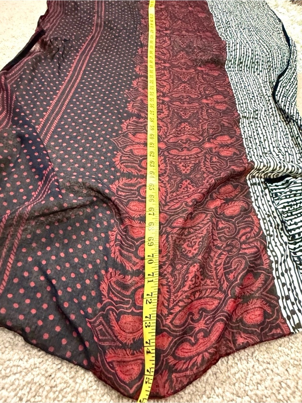 BP Boho Red Black Lightweight Scarf Wrap Shawl Mixed Print Nordstrom - Picture 12 of 13